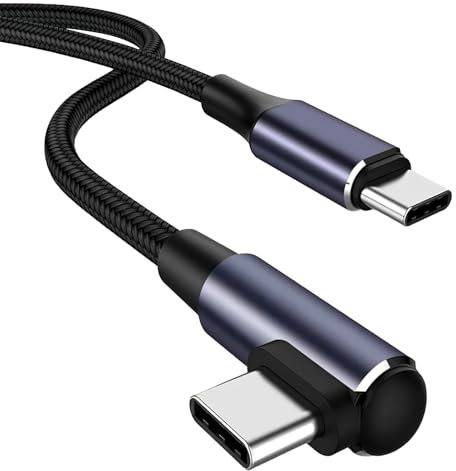 USB C to USB C Cable Right Angle Short 50CM 100W Type-C Power Data Lead PD Fast Charging Cord 90 Degree Charger Cable for iPhone 15 16 Pro Max Samsung S23 MacBook iPad Pro Air Pixel