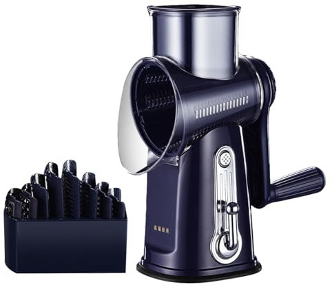 Rallador de queso rotatorio,Rallador rotatorio | Cortadora de verduras con manivela 5 en 1 | Rallador de queso portátil, rebanador de alimentos eficiente para frutas y zanahorias