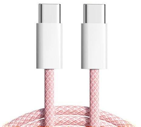 xiwai Câble d'alimentation USB-C 27 W 65 W 480 Mbit/s de type C à charge rapide pour téléphone, tablette et ordinateur portable, housse rose de 2 m