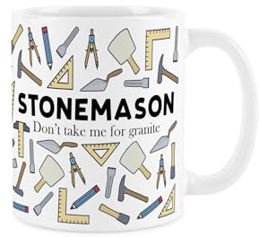 Purely Home Stonemason Mug - Humorous Masonry Tradesman Novelty Gifts - Tea/Coffee Hot Drinks White Ceramic Cup Present