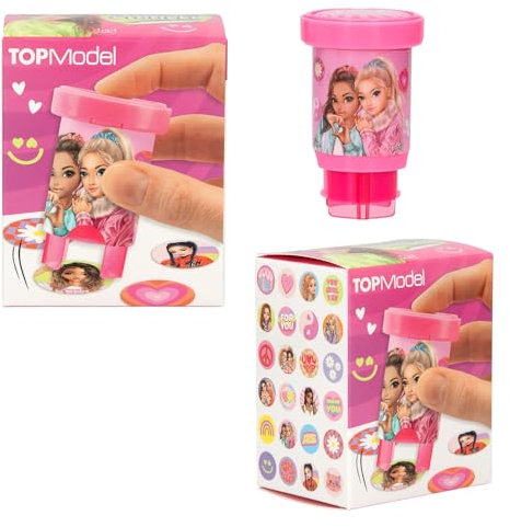 Depesche 13348 TOPModel Sticker Stamper - Sticker Set zum Stempeln von Model Aufklebern, inkl. Stempel und 160 Sticker