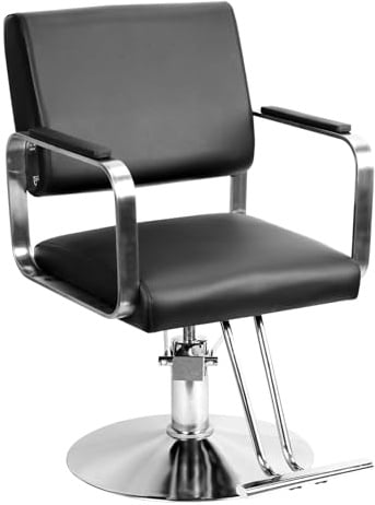Professional Salon Chair, Barber Chair 360 Degree Rolling, Hair Stylist Beauty Chairs with Hydraulic Pump Height Adjustable Ergonomic Backrest, Spa Beauty Equipment for Barbershop, Massage Shop