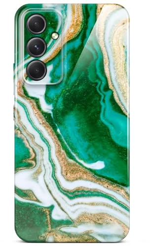 ONEFLOW Bliss Cover für Samsung Galaxy A54 5G Hülle in Marmor Optik, Designer Case Handy Schutzhülle mit Kameraschutz, Muster Hardcase Glitzer Handyhülle marmoriert, Grün Gold Weiß