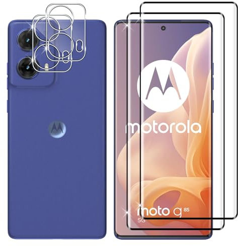 Lutree para Motorola Moto G85 5G Cristal Templado, 2+2 Piezas 3D Protector de Pantalla + Protector de Lente de Cámara, Dureza 9H HD Sin Burbujas Vidrio Templado Película Protectora