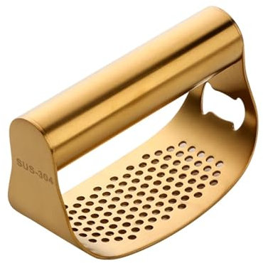 1 Pcs Stainless Steel Garlic Crusher Gold Manual Garlic Press Rocker Ginger Press Squeezer Can Opener Kitchen Tools(Gold)