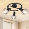 Feuerblitz Deckenlampe Rund Deckenstrahler 3 Flammig - Deckenspots Schwarz Deckenleuchte Vintage Küchenlampe Innen für Wohnzimmer Schlafzimmer Büro Flur Ohne Leuchtmittel