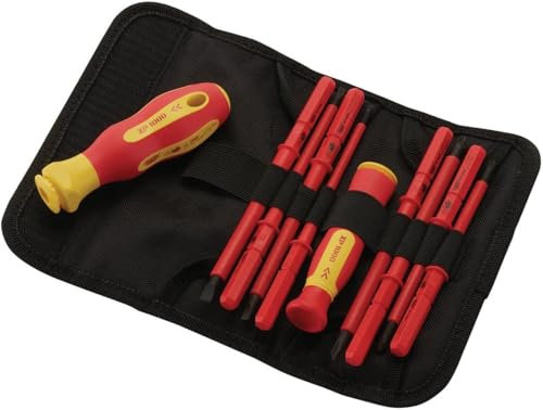 10pcs VDE Insulated Electricians Screwdriver Set with Rubber Handle in Hard Case | Interchangeable | Magnetic Tips | 1000V | Ideal for Electrical, Home and DIY Projects
