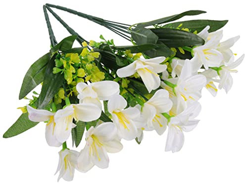 MAGICLULU 3 Stücke Realistische Gefälschte Lilie Bouquets Künstliche Blumen Lebensechte Lilie Bouquet Arrangement für Home Decor