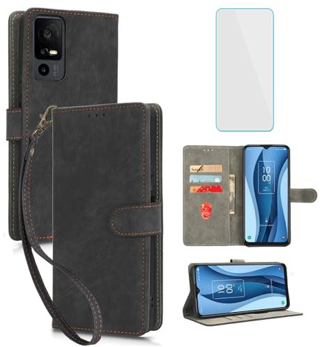 IUQXU for TCL 40 Nxtpaper 5G Wallet Phone Case with Screen Protector [RFID Blocking] Leather Card Holder Kickstand Women Men Cell Phone Case for TCL40 Nxtpaper 5G 40Nxtpaper TCL40Nxtpaper 5G Black