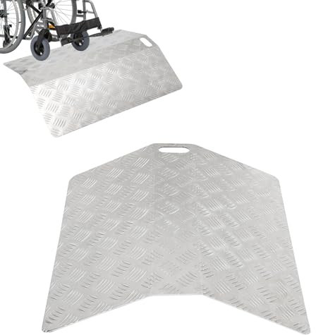 Hebitod Rampa per soglia per sedia a rotelle, rampa di sollevamento, ponti per sedia a rotelle, ponte di soglia, rampa per ponte, rampa in alluminio, 60 x 70 x 10 cm