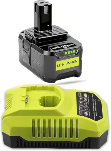 18V 5.5Ah P108 Battery Replacement for Ryobi and 4A Charger for ONE+ | Compatible with LED Indicator, P117, RB18L50, RB18L40, P107, P106, Cordless Power Tools, Yard and Workshop Equipment