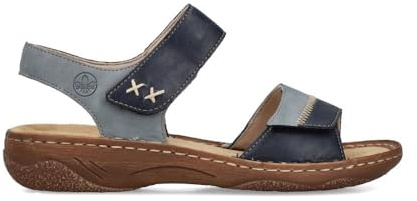 Rieker V2860 two tone denim and navy blue walking sandals (Blue, UK Footwear Size System, Adult, Women, Numeric, Medium, 7.5)