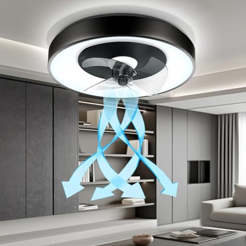 Aigostar Ventilatore da Soffitto Smart con Luce, Compatibile con Alexa, LED 40W, 4400LM, 2700K-6500K Dimmerabile, Plafoniera Ventilatore Soffitto con Telecomando e Gateway, 6 Velocità, φ50CM