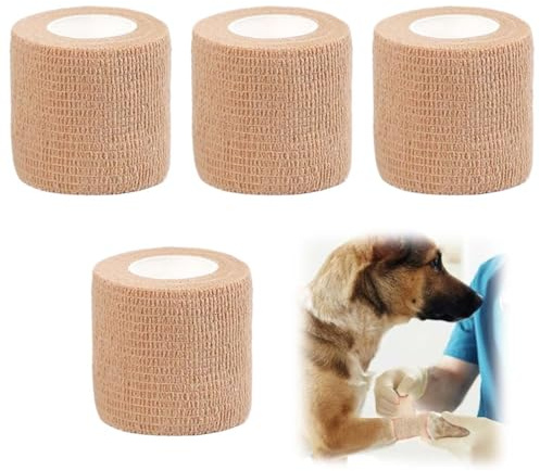 HABNI 4 Stück Selbsthaftendes Pflaster, Elastisches Tape, Wasserfest, Staub-, Fett- Und Schmutzabweisend, 2,5Cm Breit, 4,5M Lang, Hautfarben