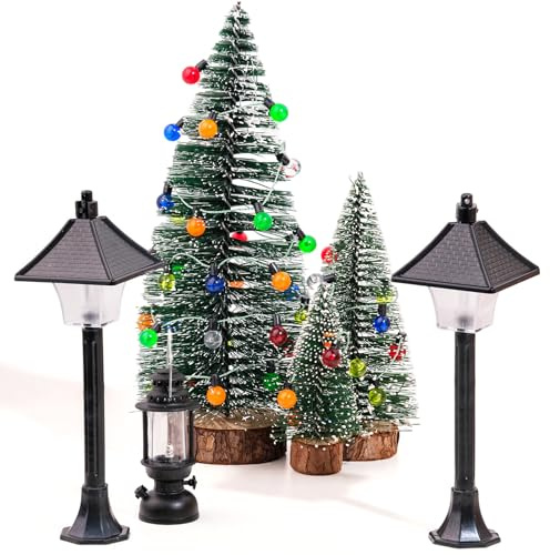 RTUOHUIN Wichtel Beleuchtung Set, 4 Stück Miniatur Wichtel Zubehörinkl. Bunte Laternen, Papierlaterne, 1m Lichterkette, Deko Licht für Wichteltür und Weihnachten