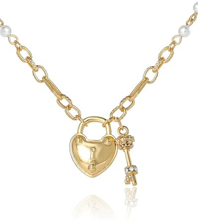 Juicy Couture 18+2 Clear Stones Heart Padlock Necklace