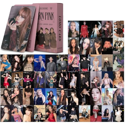 DEFGNOP K pop Blackpink Merch, Lot de 55 Photocard Blackpink Lomo, Album BP Born Pink World Tour Photocards Set pour fans (B)
