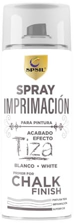 SPSIL Chalk Paint Spray Imprimacion Tiza Blanco 400ml Pintura en Spray Ultra Mate a la Tiza,Efecto Retro y Vintage para Muebles de Madera, Metal, Cerámica,Imprimación en Spray