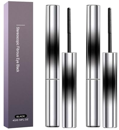 Iron Eye Mascara, Ironeye Mascara mit Metallbürste, Wimperntusche Metallbürste Wasserfest, Mascara für ältere Frauen, Iron Wand Tubing Mascara, Wimperntusche, Schwarz, 2 Pc
