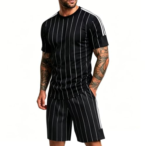 pletward Trainingsanzug Jogginganzug Herren Outfit Tennis Fußball Golf | Komplett Set Stylisch Lockere Passform Zweiteiler Herren Kühlend Sportliches Outfit Sommeranzug Herren Fitnessstudio