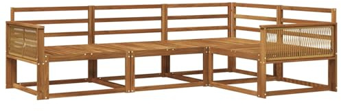 vidaXL Outdoor-Sofagarnitur 4 pcs Natur Massivholz Akazie, Anpassbare Gartenmöbel, modernes Patio-Sofa, gemütliche Sitzgruppe, wetterfest und robust