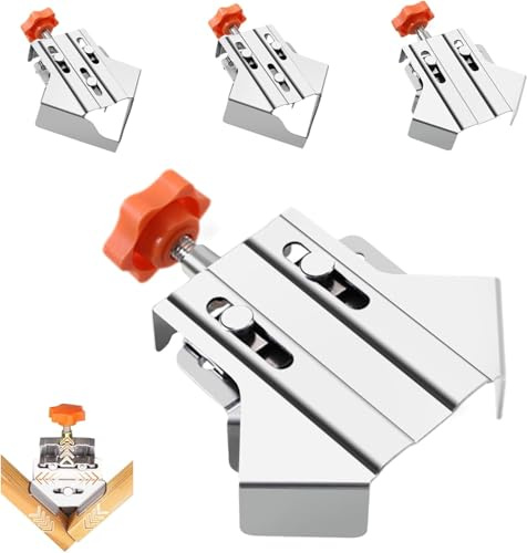 4PCS Corner Clamps for Woodwork, Multipurpose Stainless Steel 90 Degree Corner Clamp Open Close Right Angle Clamp for Woodworking Cabinet Furniture Frame Splicing (2PCS Open+2PCS Close)