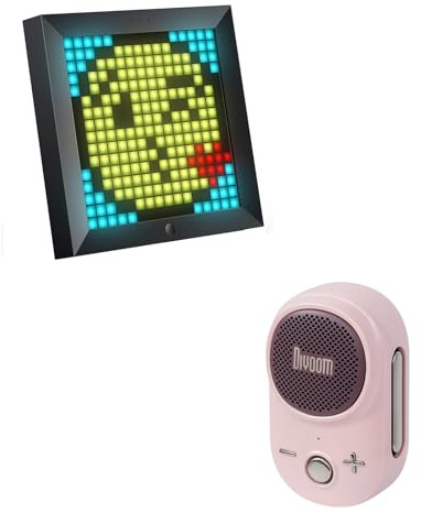 Divoom Pixoo & Itour-S Bundle, Pixel Art Display und Mini Bluetooth Lautsprecher, kreatives LED Deko Set mit Outdoor Sound für Zuhause, Gaming Setup und unterwegs