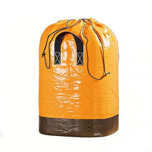 1 Packung große gewebte Aufbewahrungsbeutel mit Kordelzug für Umzug, robuster PE-Packsack mit Griffen für Bettwäsche, Kleidung, Spielzeug, faltbar, Heimorganisation, 95 x 98 cm, Rot (XL gelb)