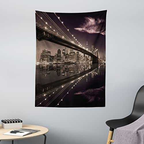 ABAKUHAUS Landschaft Wandteppich, USA Amerika Skyline, aus Weiches Mikrofaser Stoff Ohne Veblassen Waschbarer Druck, 110 x 150 cm, Pale Braun getrocknete Rose
