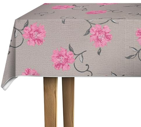 d-c-fix Wachstuchtischdecke Viviane greige 150 cm rund | Tischtuch im Vintage-Stil für den Küchen-, Ess- oder Gartentisch – lebensmittelecht, abwaschbar & wasserdicht