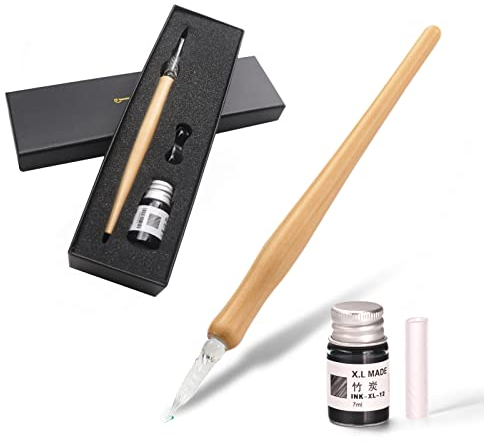 Glasstifte-Set – Kalligraphie-Stift Schreiben, Glas Dip Pen und Tinte Set,für Grußkarten, Unterschriften, Zeichnen, Schreiben.