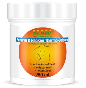 Dr. Hall Schulter & Nacken Wärmebalsam mit Chili-Extrakt - Wohltuende Wärmecreme mit ätherischen Ölen zur Entspannung und Massage für Rücken und Muskeln, 250 ml