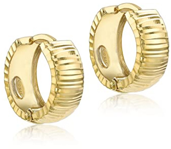 CARISSIMA Damen-Ohrringe aus Gelbgold (9 ct) mit Quergestreiften Huggie-Creolen 6 x 15,5 mm