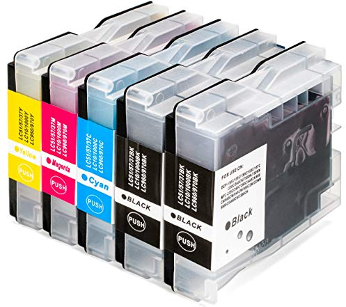 ESMONLINE 5 komp. Druckerpatronen als Ersatz für Brother LC-1000 LC-970 DCP 130C 135C 150C 330C 350C 540CN 560CN 750CW 770CW MFC 235C 240C 260C 3360C 440CN 465CN 5460CN 5860CN 660CN 680CN 885CW