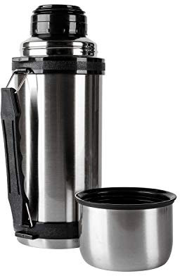Isolierkanne Thermosflasche Thermoskanne Thermo Edelstahl Griff + Tragegurt Thermosbecher 1 Liter