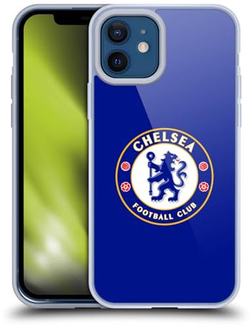 Head Case Designs Officially Licensed Chelsea Football Club Plain Blue Crest Soft Gel Case Compatible With Apple iPhone 12 / iPhone 12 Pro