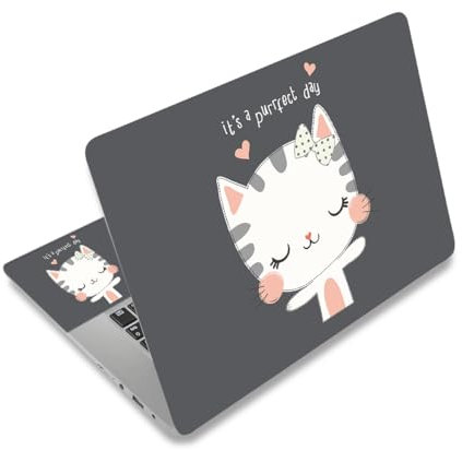 Laptop Hautaufkleber Aufkleber, 12 13 13,3 14 15 15,4 15,6 Zoll Laptop Vinyl Hautaufkleber Abdeckung Schutz Notebook PC (2 Handgelenk Pad enthalten), wasserdicht abnehmbar, niedliche Katze