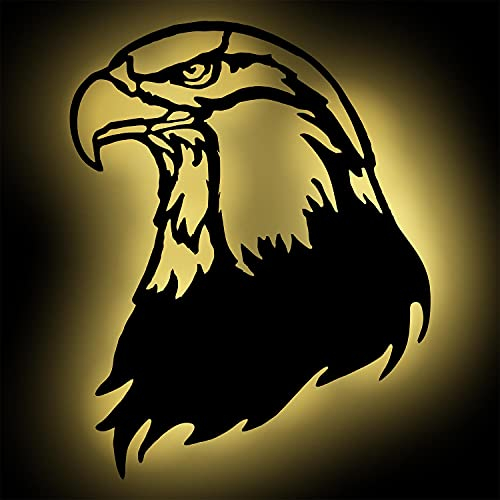 LED Holz Adler Figur Wand-Lampe Nachtlicht Geschenk-Idee für Kinder Männer Frauen I Batteriebetrieb & Farbauswahl