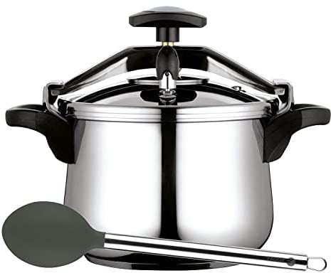 Fagor Clásica Bombe Autocuiseur à induction 8 l en acier inoxydable 18/10 Tous types de plaques de cuisson Fond diffuseur thermique 3 systèmes de sécurité Avec cuillère de service en nylon Melier