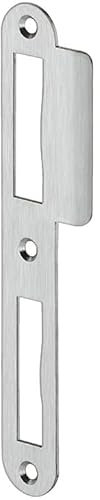 Gedotec Schließblech Nickel Silber | 1 Stück Einlass-Schliessblech Zimmertür | Lappenschließblech gebogen DIN links | Renovierung für Zargen aus Holz | Metall Tür-Anschlag Innentüren Haustür
