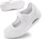 Git-up Damen Walking Schuhe mit Klettverschluss Atmungsaktives Vermascht Krankenschwester Schuhe Leichtes Memory Schaum Luftkissen Sneaker, Weiß 42