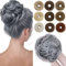 SEGO Haarteil mit Gummiband Große Dutt Haarteile Haargummi mit Haaren Haarverlängerung Ponytail Zopf Hair Bun für Damen (55 G) Grau