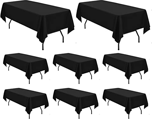 8 Packungen rechteckige Polyester-Tischdecke, 153 x 260 cm Schwarze Polyester-Tischdecken für 6Ft/1,8m rechteckige Tische, Tischdecke für Hochzeit, Bankett, Veranstaltung, Party
