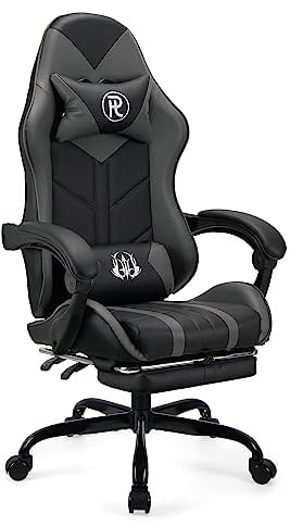 Play haha.Ergonomic reclining seat with footrest adjustable headrest and lumbar cushion high back support padded armrests PU leather finish for gaming home or office use