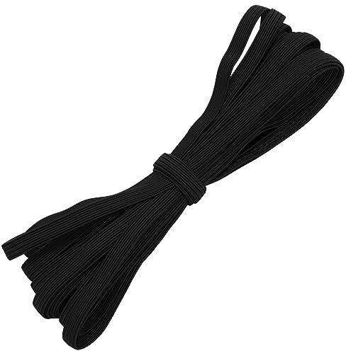 AERZETIX - C67308 - Cordon élastique plat tressé 5 mètres - largeur 7 mm - couleur noir - en polyester