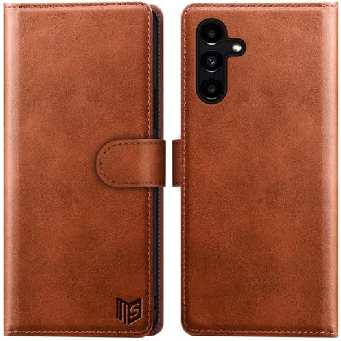 SUANPOT [RFID Schutz für Samsung Galaxy A15 5G Hülle PU Leder Handyhülle Lederhülle Klapphülle Kartenfach Flip Cover für Samsung A15 Handy hülle Leather Wallet Phone Case Hellbraun
