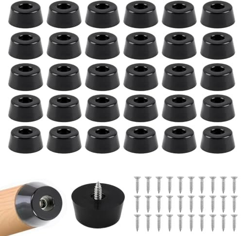 30 Piezas Patas de Goma, Patas de Goma para Muebles con Tornillos Protectores de Suelo Tacos Clavos de Almohadilla para Muebles Duraderos Antideslizantes para Sillas Mesas Tablas de Cortar