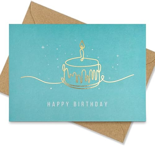 Karte zum Geburtstag - Glückwunschkarte, Geburtstagskarte - mit Heißfolienprägung - Inkl. Umschlag - DIN A6 Klappkarte - Happy Birthday