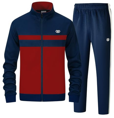 ANOTWENER Herren Trainingsanzüge Sets lässig lange Ärmel voller Reißverschluss Jacke und Jogginghose Jogginganzug Sport Outfits JW-7125-XL