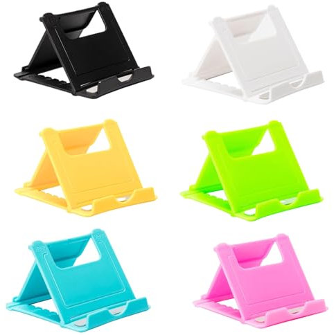 Generisch Set di 6 supporti portatili, universali per tutti gli smartphone mobili, supporto per cellulare pieghevole, supporto per cellulare regolabile